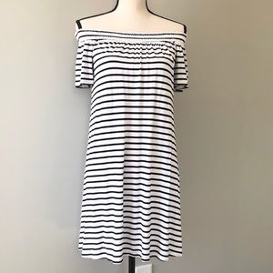 Striped off shoulder dress!